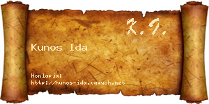 Kunos Ida névjegykártya